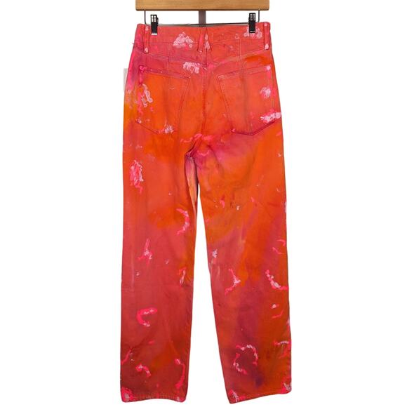 Good American Prentis Burrell 90s Loose Fit Tie Dye Jeans Pink Orange Size 2/26 - Picture 3 of 16